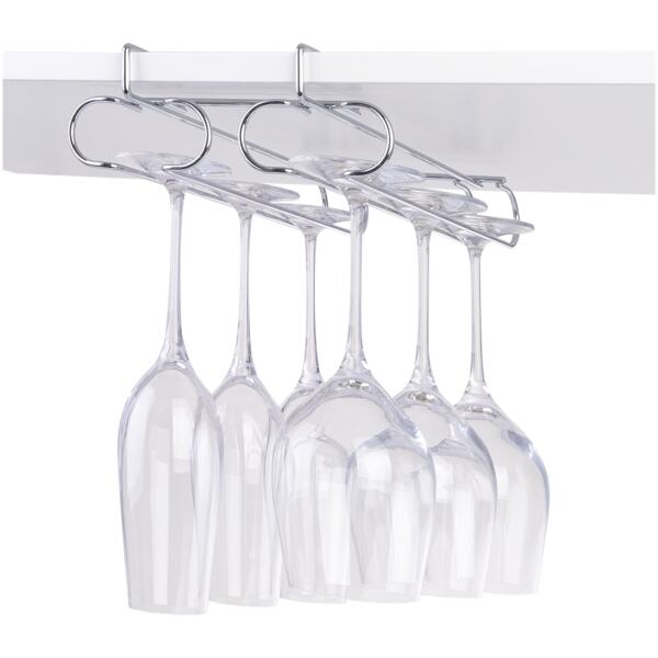 UNDERSHELF GLASS RACK CHROME 2 RAIL
