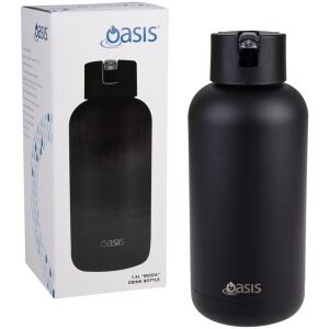 WATER BOTTLE MODA CERAMIC LINED 1.5LTR BLACK - OASIS