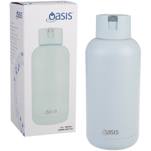 WATER BOTTLE MODA CERAMIC LINED 1.5LTR SEA MIST - OASIS