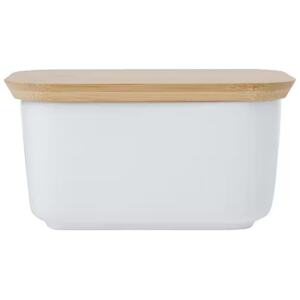 BUTTER DISH BAMBOO LID WHITE BASICS - MAXWELL & WILLIAMS