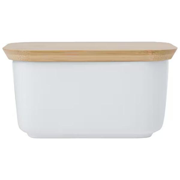 BUTTER DISH BAMBOO LID WHITE BASICS - MAXWELL & WILLIAMS