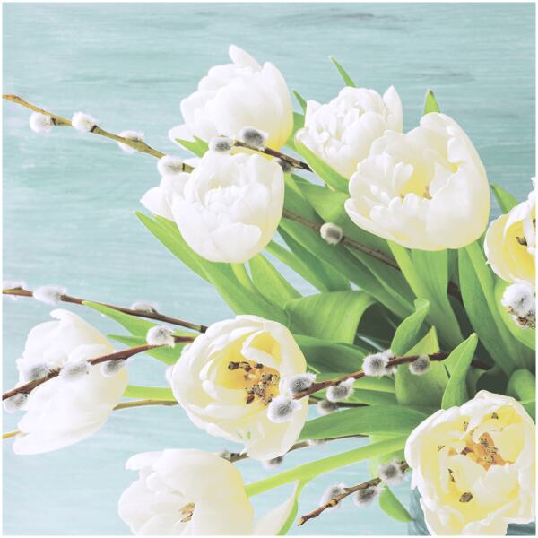 NAPKINS WHITE TULIPS