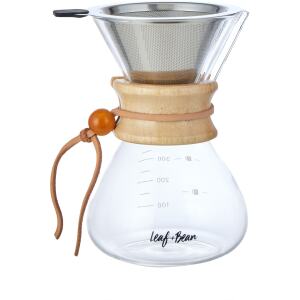 POUROVER COFFEE POT GLASS 400ML - LEAF AND BEAN