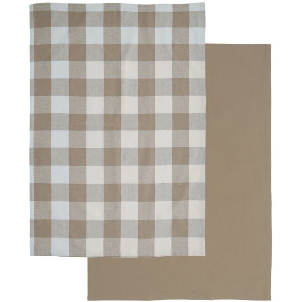 TEATOWEL FAWN CHECK SET2 - DAVIS & WADDELL