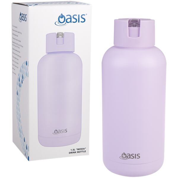 WATER BOTTLE MODA CERAMIC LINED 1.5LTR ORCHID - OASIS