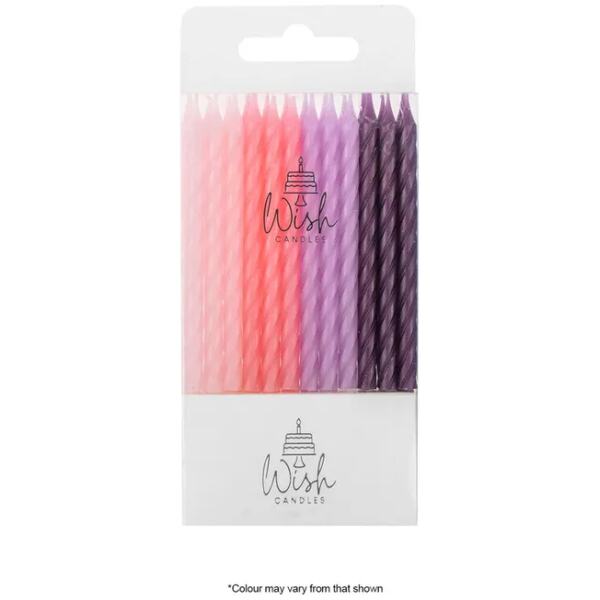 CANDLE SPIRAL PINK/PURPLE 24PK - WISH
