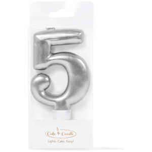 CANDLE METALLIC 5 SILVER - CAKE & CANDLE