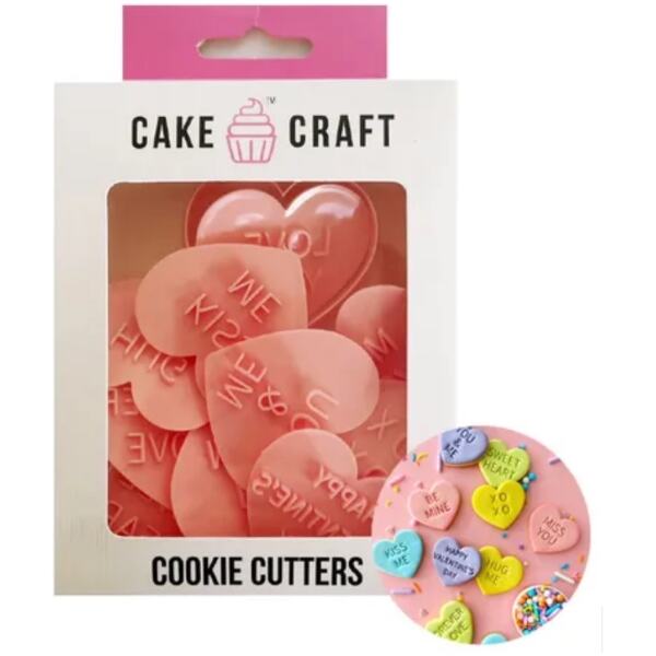 COOKIE CUTTERS - LOVE HEART MSG- 11 PCS - CAKE CRAFT