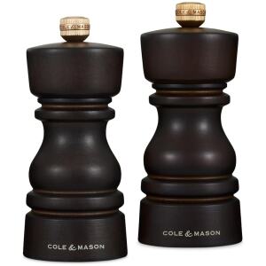 SALT & PEPPER GRINDER LONDON CHOC WOOD 130MM SET - COLE & MASON