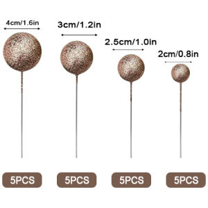 GLITTER ROSE GOLD BALL TOPPER 20PC - ICONIC
