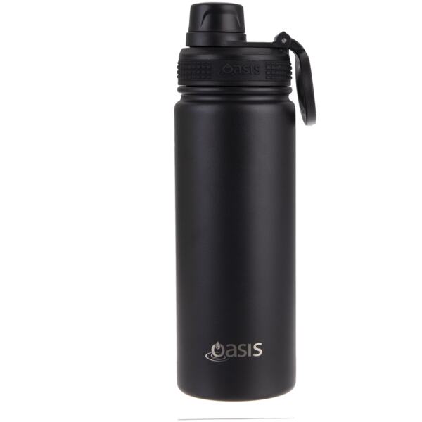 WATER BOTTLE SCREW TOP 550ML BLACK - OASIS