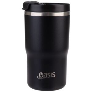 TRAVEL MUG CERAMIC LINED S/S DOUBLE WALL 480ML BLACK - OASIS