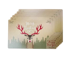 PLACEMAT & COASTER SET 12PC - REINDEER - URBAN