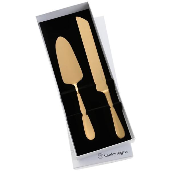 CAKE KNIFE AND SERVER GOLD - ST ALBANY