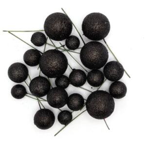 BALL TOPPER GLITTER BLACK 20PC - ICONIC