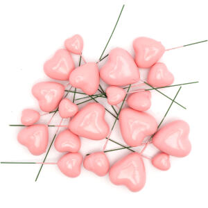 CAKE TOPPER HEARTS LIGHT PINK X 16 - ICONIC
