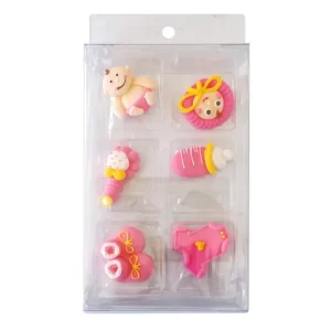 ICING DECORATION ASS CHRISTIENING BABY PINK 6PK - CAKE CRAFT