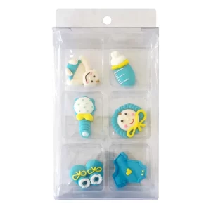 ICING DECORATION ASS CHRISTENING BABY BLUE 6PK - CAKE CRAFT