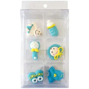 ICING DECORATION ASS CHRISTENING BABY BLUE 6PK - CAKE CRAFT