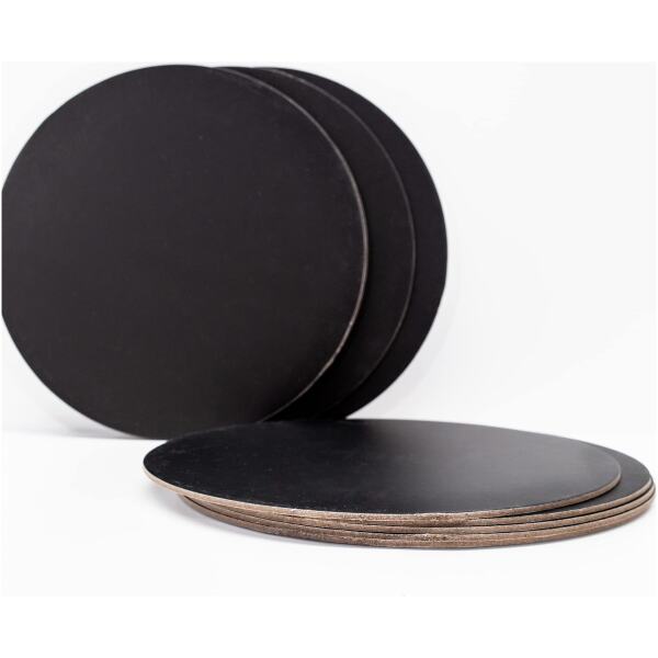 CAKE BOARD CARD 6" ROUND BLACK - LOYAL