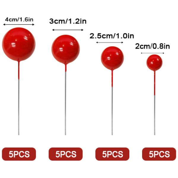BALL TOPPER RED PEARL 20 PC - ICONIC