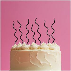 CANDLE BLACK SWIRLY 13CM - C&C