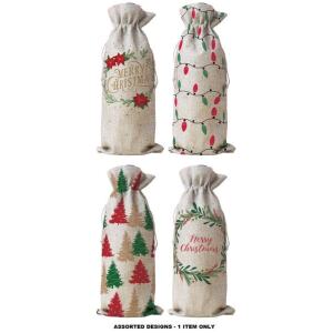 BOTTLE BAGS XMAS FABRIC -IDC