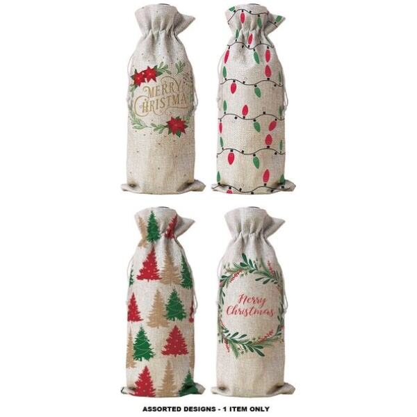 BOTTLE BAGS XMAS FABRIC -IDC