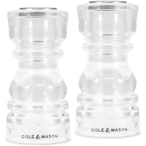 SALT SHAKER AND PEPPER GRINDER SET ACRYLIC 130MM LONDON - COLE AND MASON