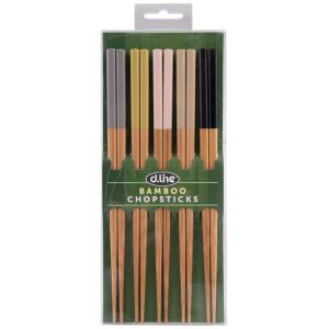 CHOPSTICKS BAMBOO SET/5 ASSORT COLOURS - DLINE