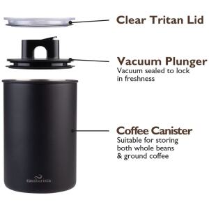 COFFEE CANISTER 1.3LT S/S BLACK - CASABARISTA