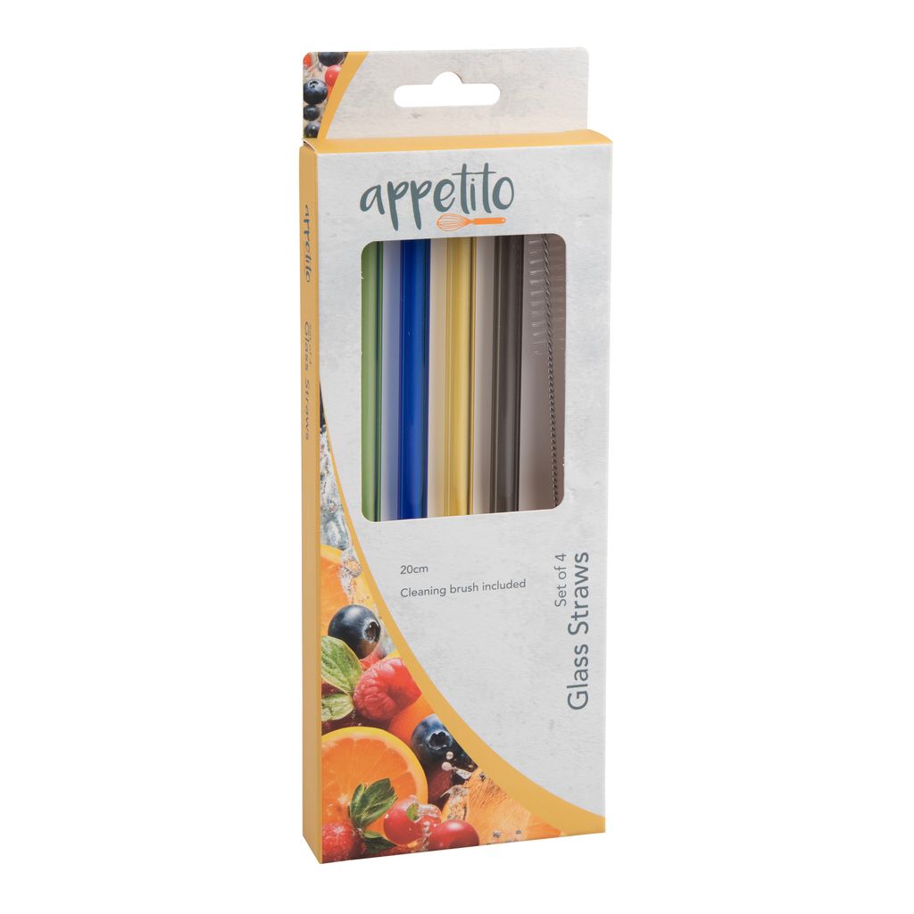 STRAW GLASS SET4 WITH BRUSH - APPETITO