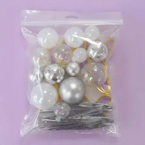 BALL TOPPERS CLEAR WHT SILV FAN&BUTTERFLY 27PC - CAKE CRAFT - Image 3
