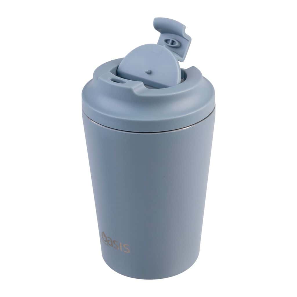 OASIS D/WALLED CERAMIC LINED COFFEE CUP 235ML HAZY BLUE
