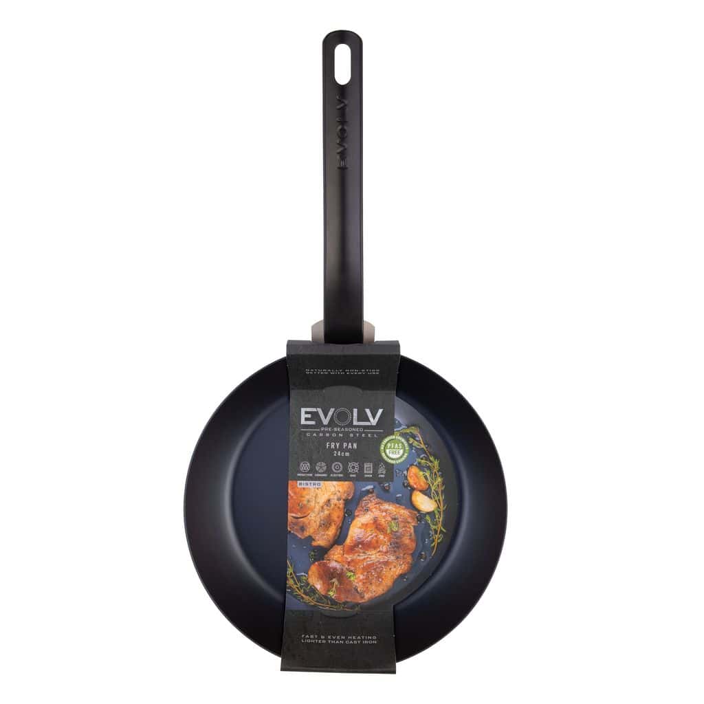 FRY PAN 24CM PRE SEASONED CARBON STEEL - DONALDSON