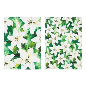 TEA TOWEL BOLD BLOOMS WHITE LILY 2PK - ASHDENE