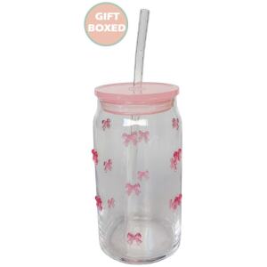 KAYA BOW TUMBLER WITH STRAW PINK 14CM - URBAN