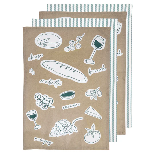 TEA TOWEL LONG LUNCH TAUPE 4PK - LADELLE