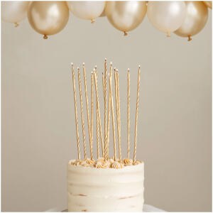 CANDLE FINE SPIRAL GOLD 20CM - CAKE CRAFT
