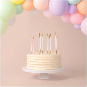 CANDLE GOLD DOUBLE DIPPED 15CM WHITE - CAKE CRAFT