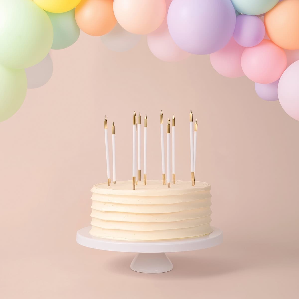 CANDLE GOLD DOUBLE DIPPED 15CM WHITE - CAKE CRAFT