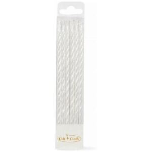 FINE SPIRAL WHITE 20CM CANDLES - CAKE CRAFT