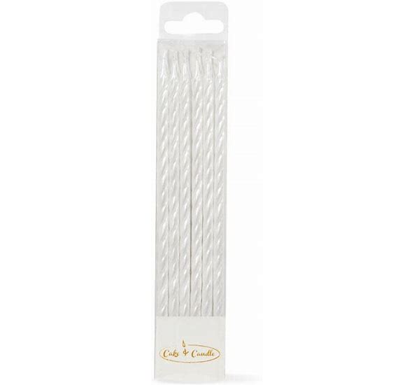 FINE SPIRAL WHITE 20CM CANDLES - CAKE CRAFT