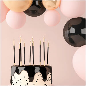 CANDLE GOLD DOUBLE DIPPED 15CM BLACK - CAKE CRAFT