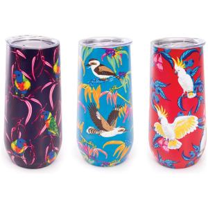 CHAMPAGNE FLUTE STEMLESS DOUBLE WALLED - BIRDS