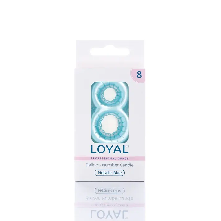 CANDLE BALLOON NO8 METTALIC BLUE - LOYAL