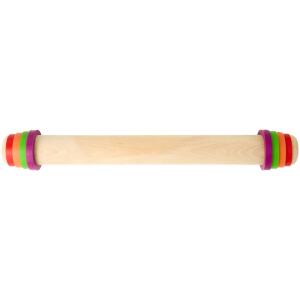 ROLLING PIN BEECHWOOD 43CM WITH SILICONE GUIDES - BRUNSWICK BAKERS