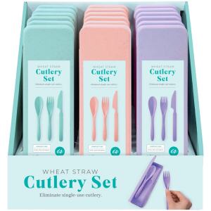WHEAT STRAW CUTLERY SET ASSORTED COLOUR