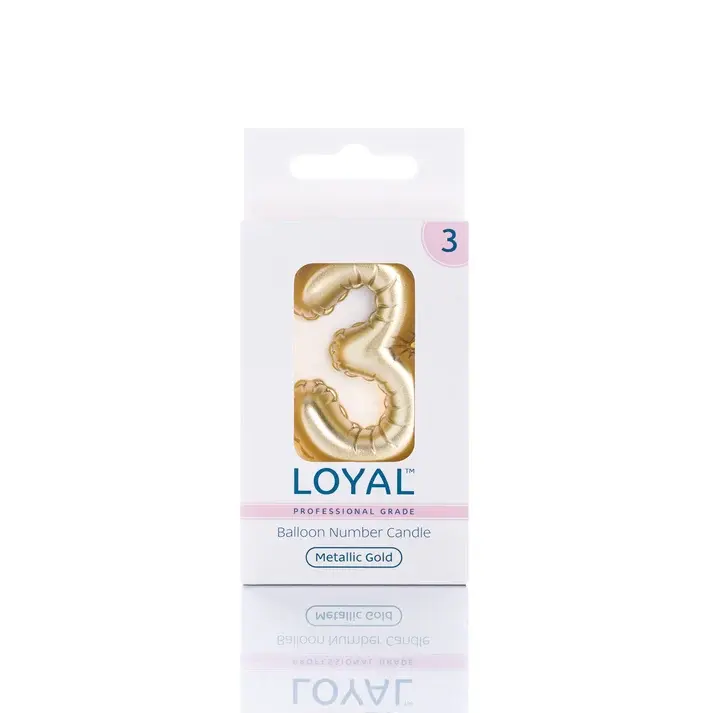 CANDLE BALLOON NO 3 METTALIC GOLD - LOYAL