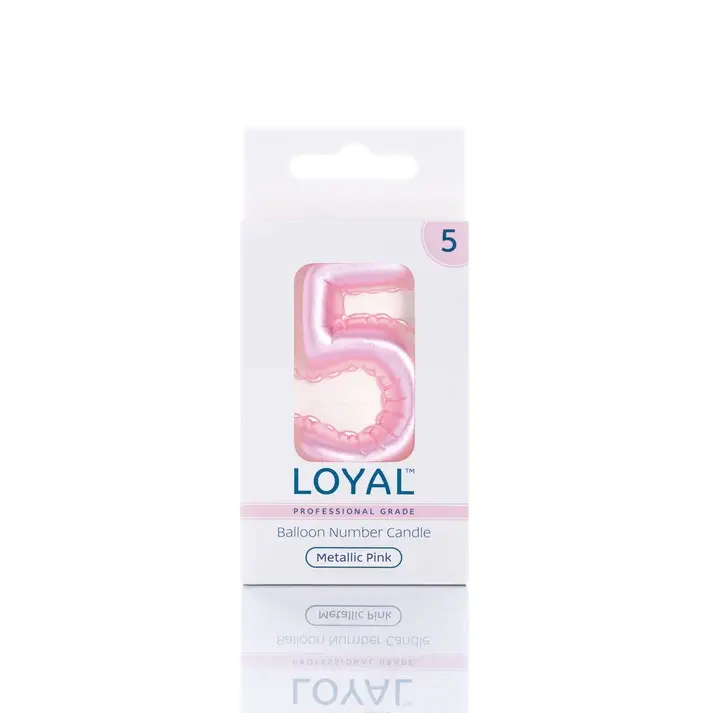 CANDLE BALLOON NO 5 METTALIC PINK - LOYAL